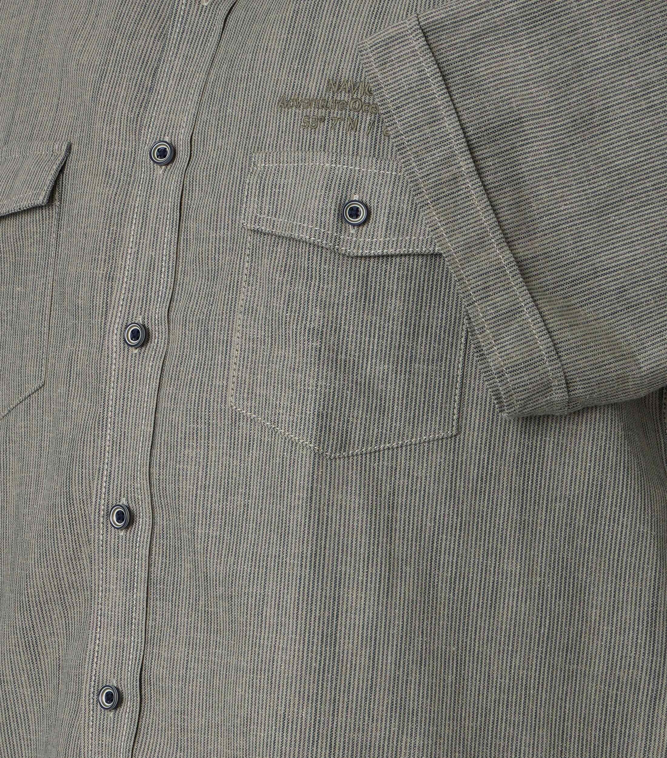 CASA MODA Sport casual fit overhemd, korte mouw, structuur, donker- met lichtgroen fijn gestreept
