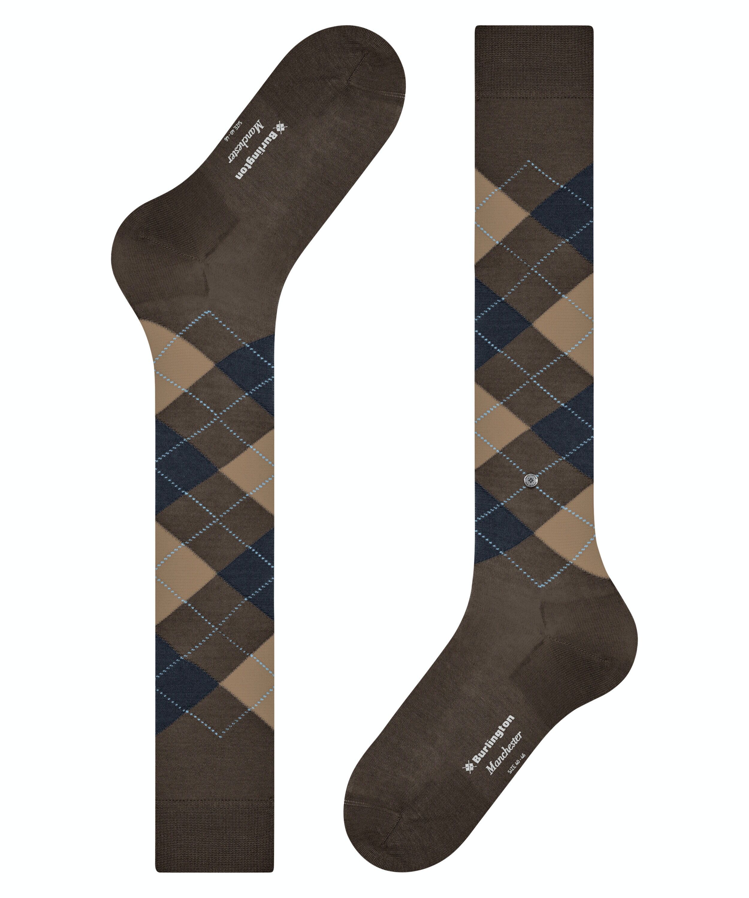 Burlington Manchester heren kniekousen, bruin (chocolate)
