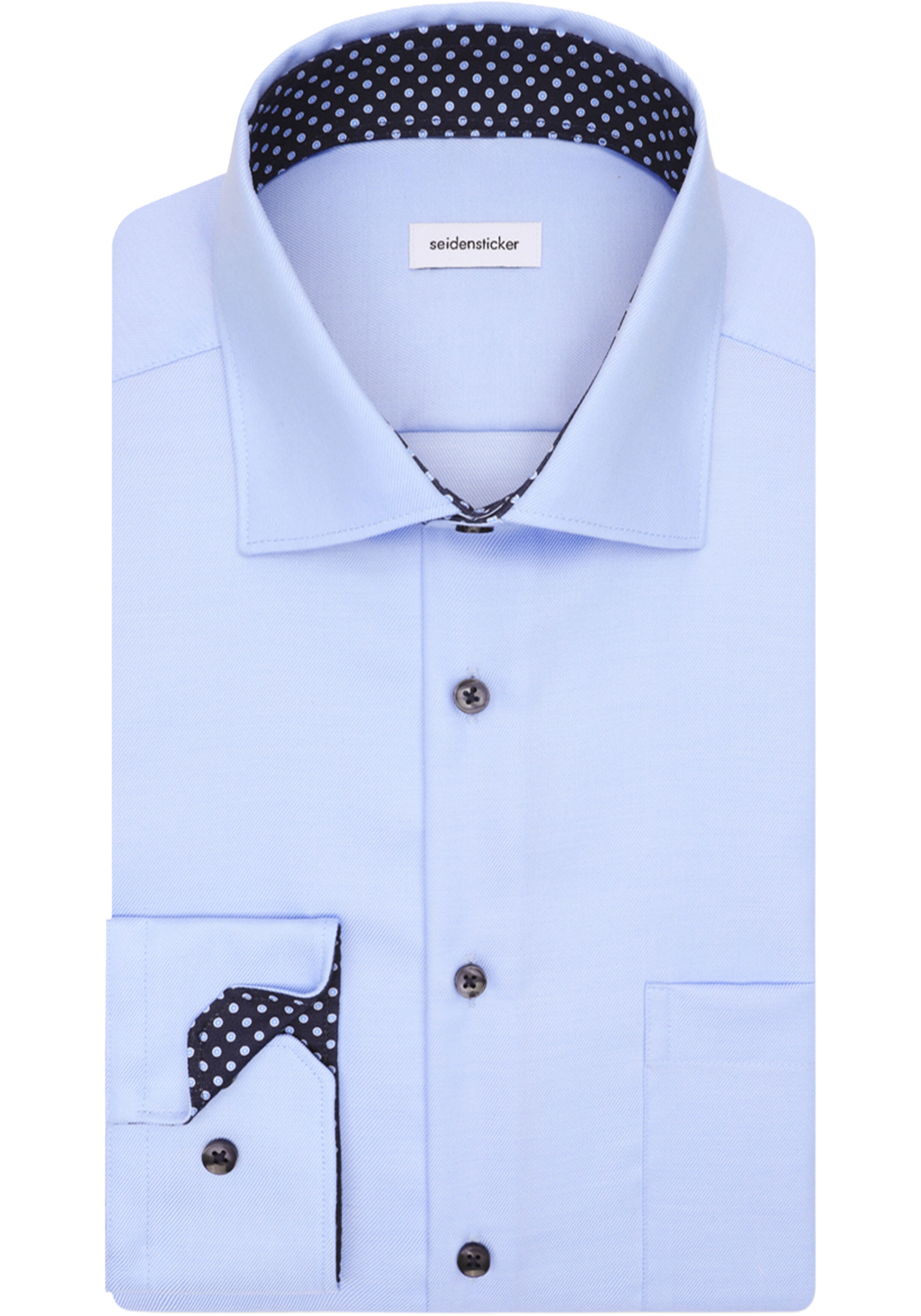 Seidensticker regular fit overhemd, popeline, blauw
