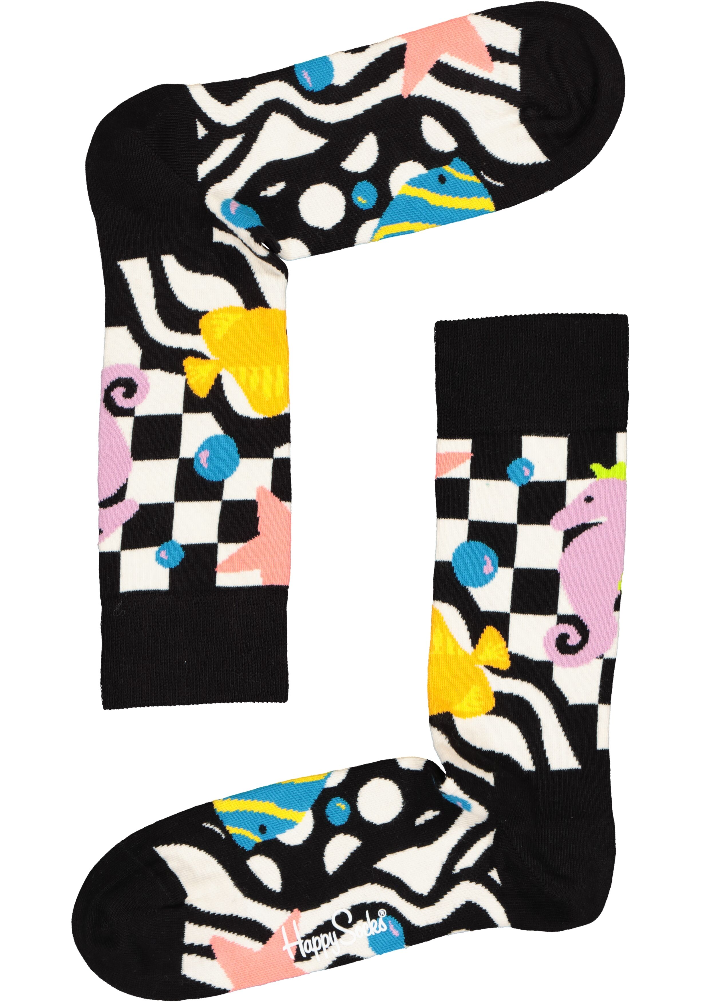 Happy Socks Under The Sea Sock, zwart met wit waterballet met kleur