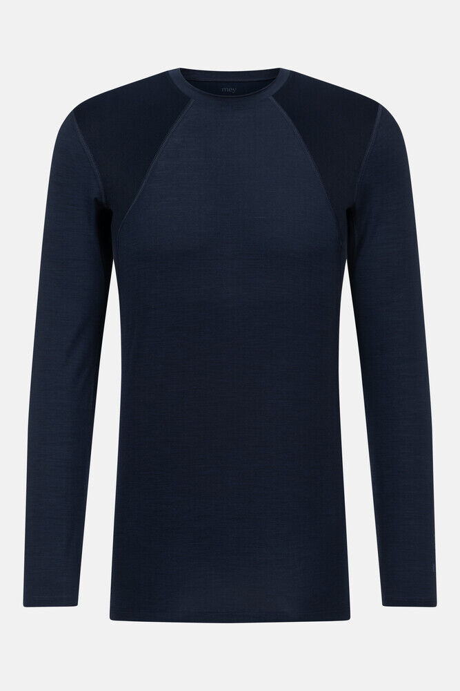 Mey heren T-shirt long sleeve Prfrmnc+, thermo T-shirt lange mouw met O-hals donkerblauw