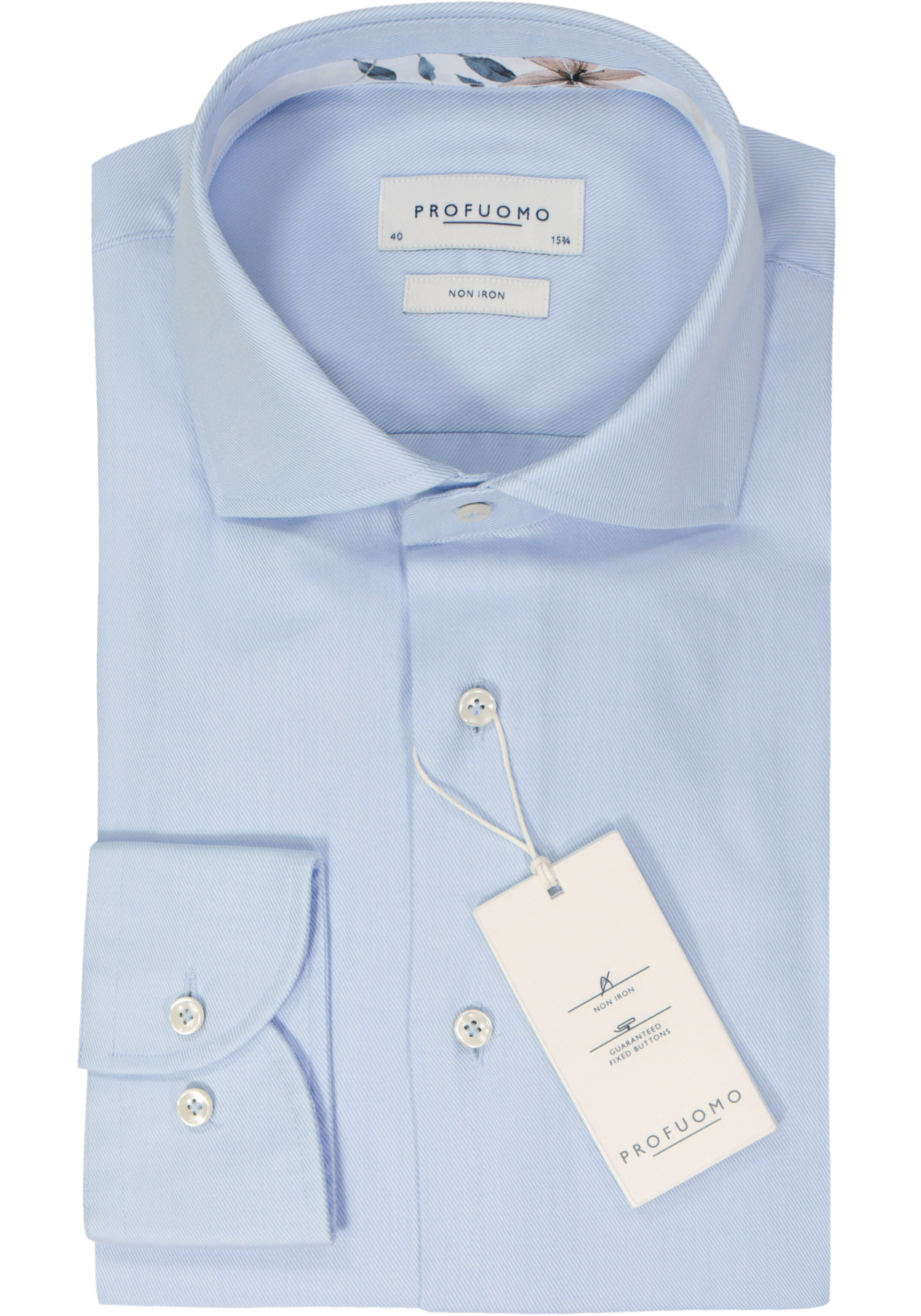 Profuomo slim fit heren overhemd, twill, lictblauw