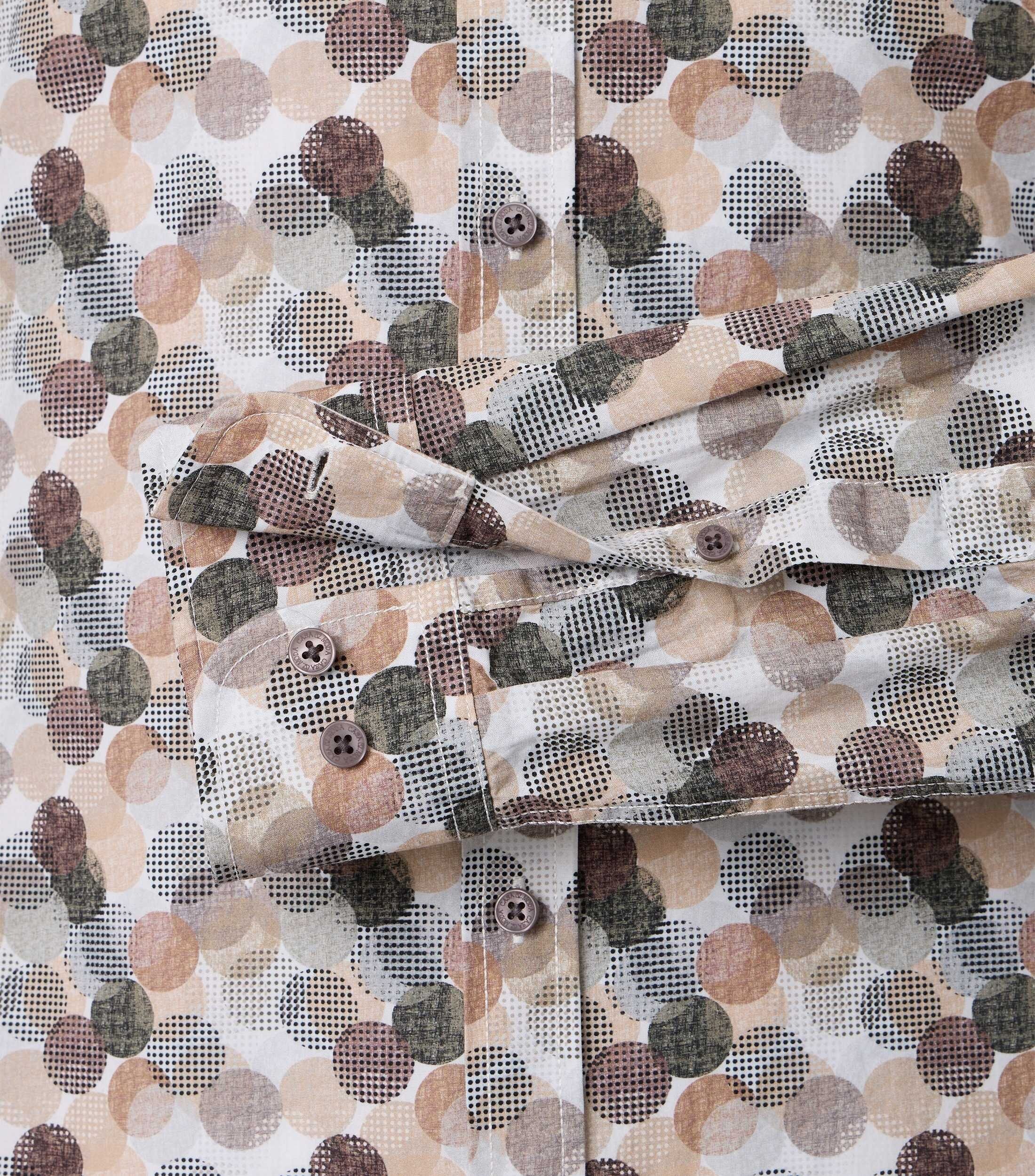 CASA MODA Sport casual fit overhemd, popeline, wit, blauw en beige dessin