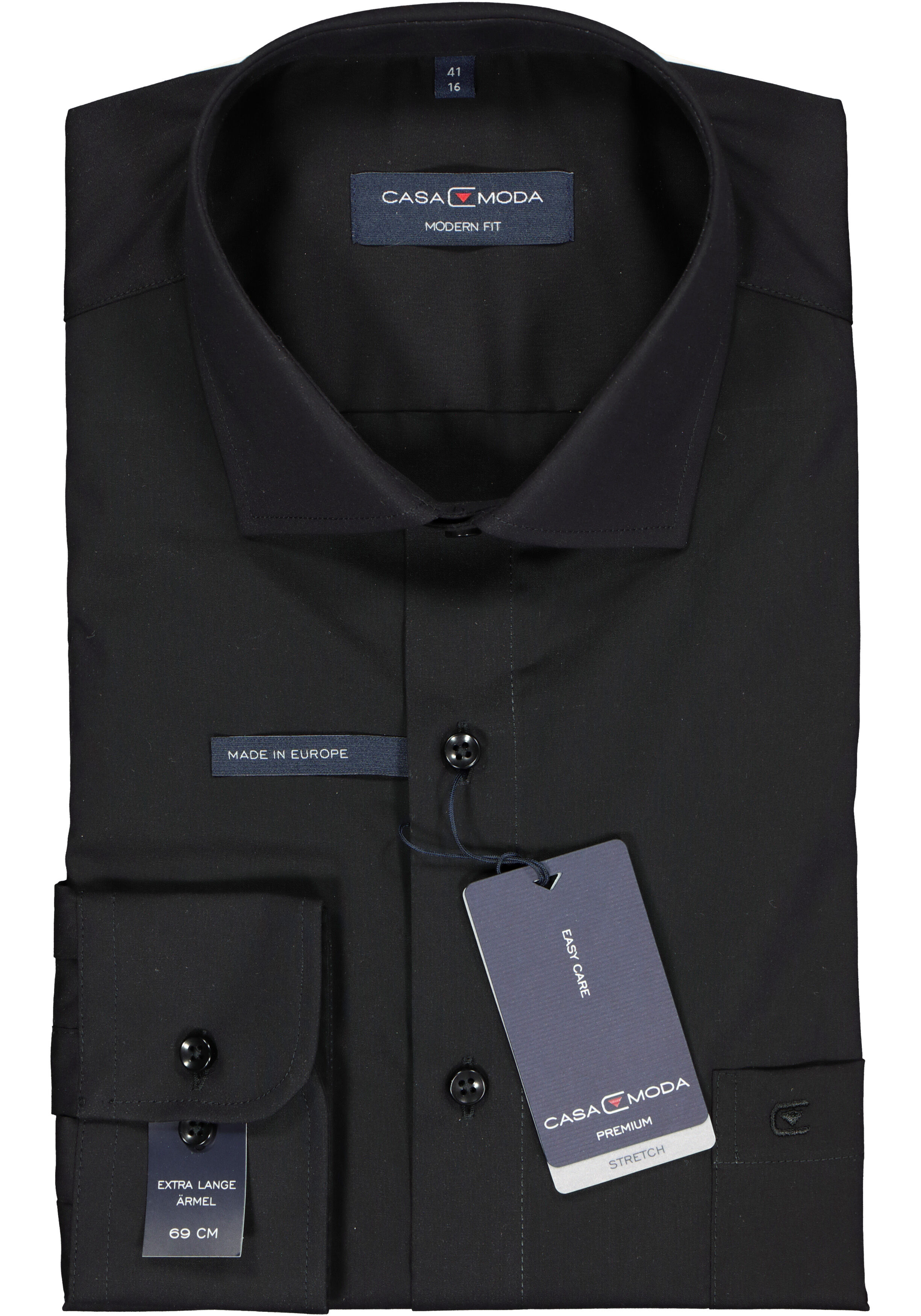 CASA MODA modern fit overhemd, mouwlengte 7, zwart 