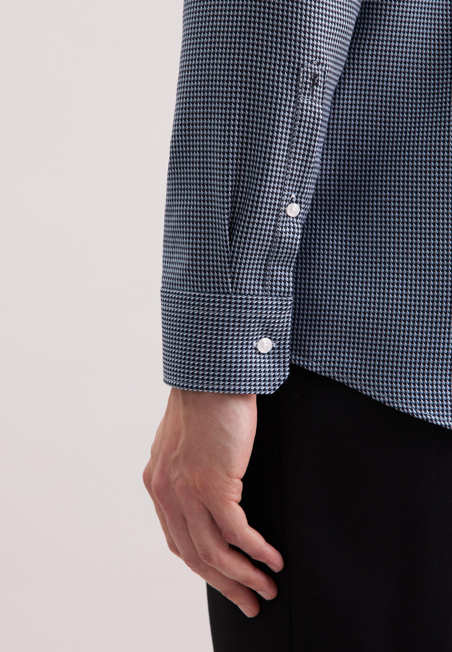 Seidensticker regular fit overhemd, popeline, blauw geruit