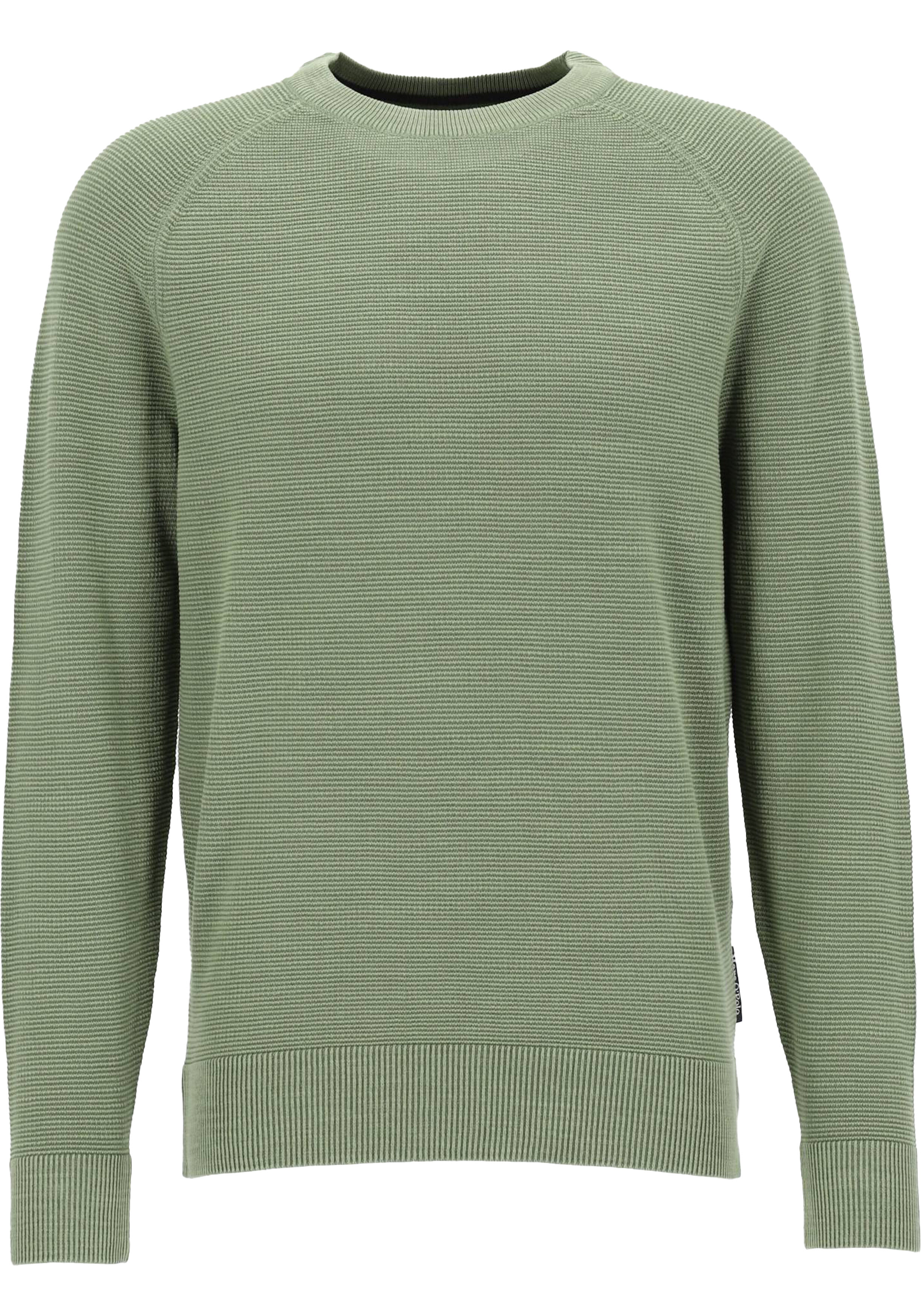 Marc O'Polo regular fit pullover, heren trui katoen met O-hals, groen (middeldik)