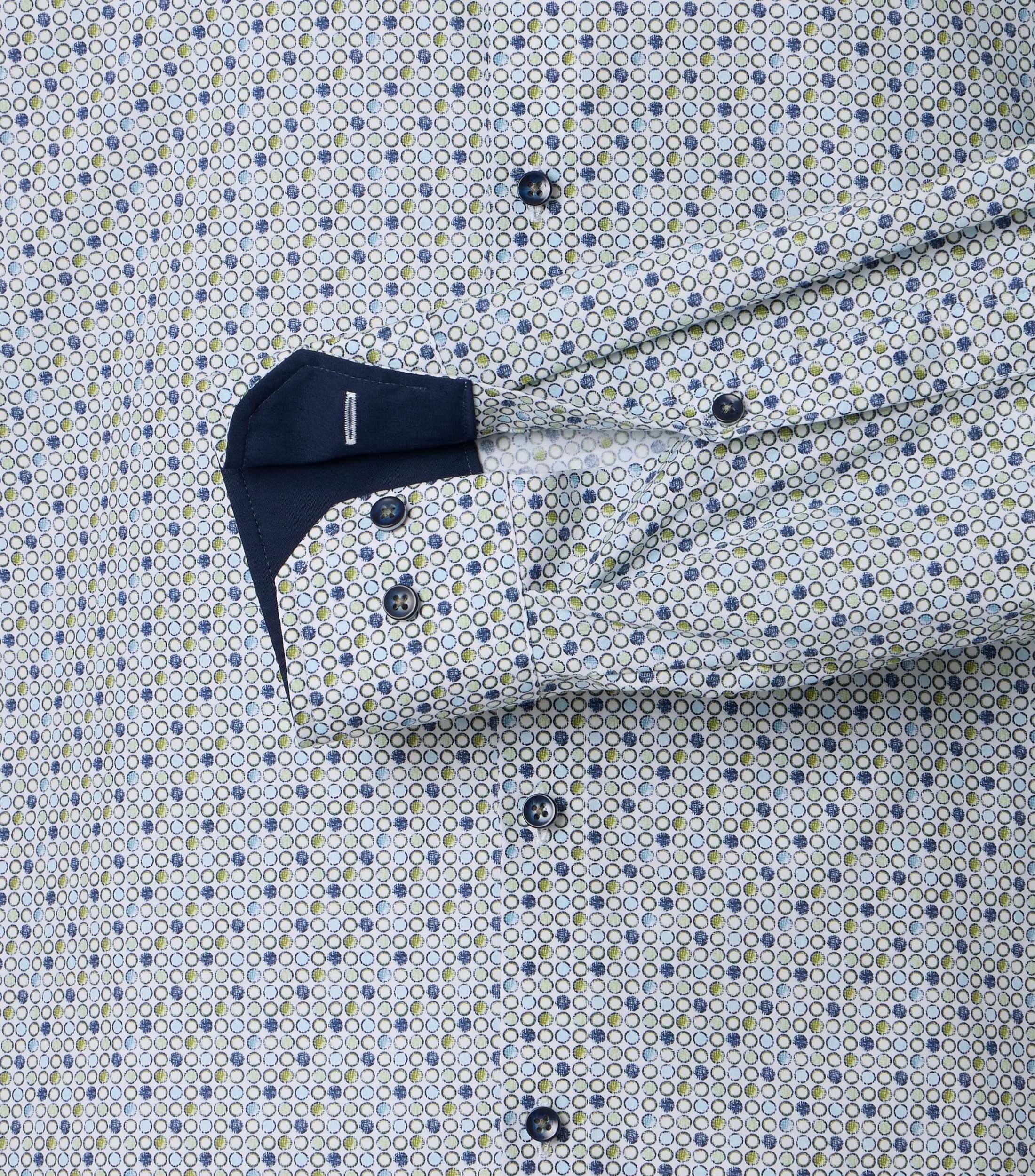 VENTI modern fit overhemd, popeline, wit, blauw, groen dessin