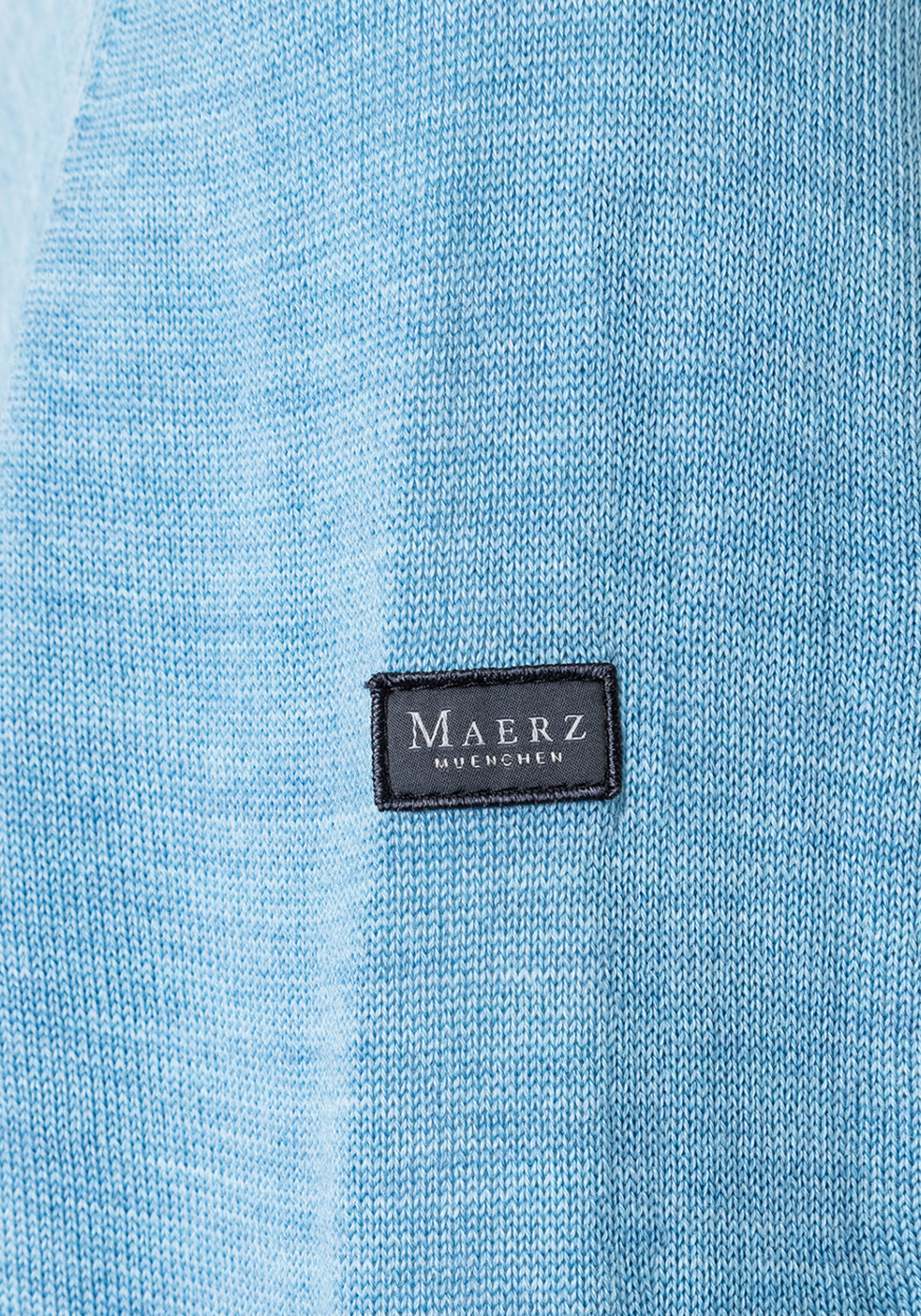MAERZ Classic Fit heren trui met V-hals wol, lichtblauw