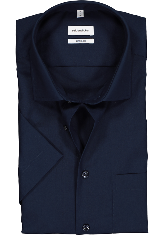 Seidensticker regular fit overhemd, korte mouw, donkerblauw Seidensticker regular fit overhemd, korte mouw, donkerblauw