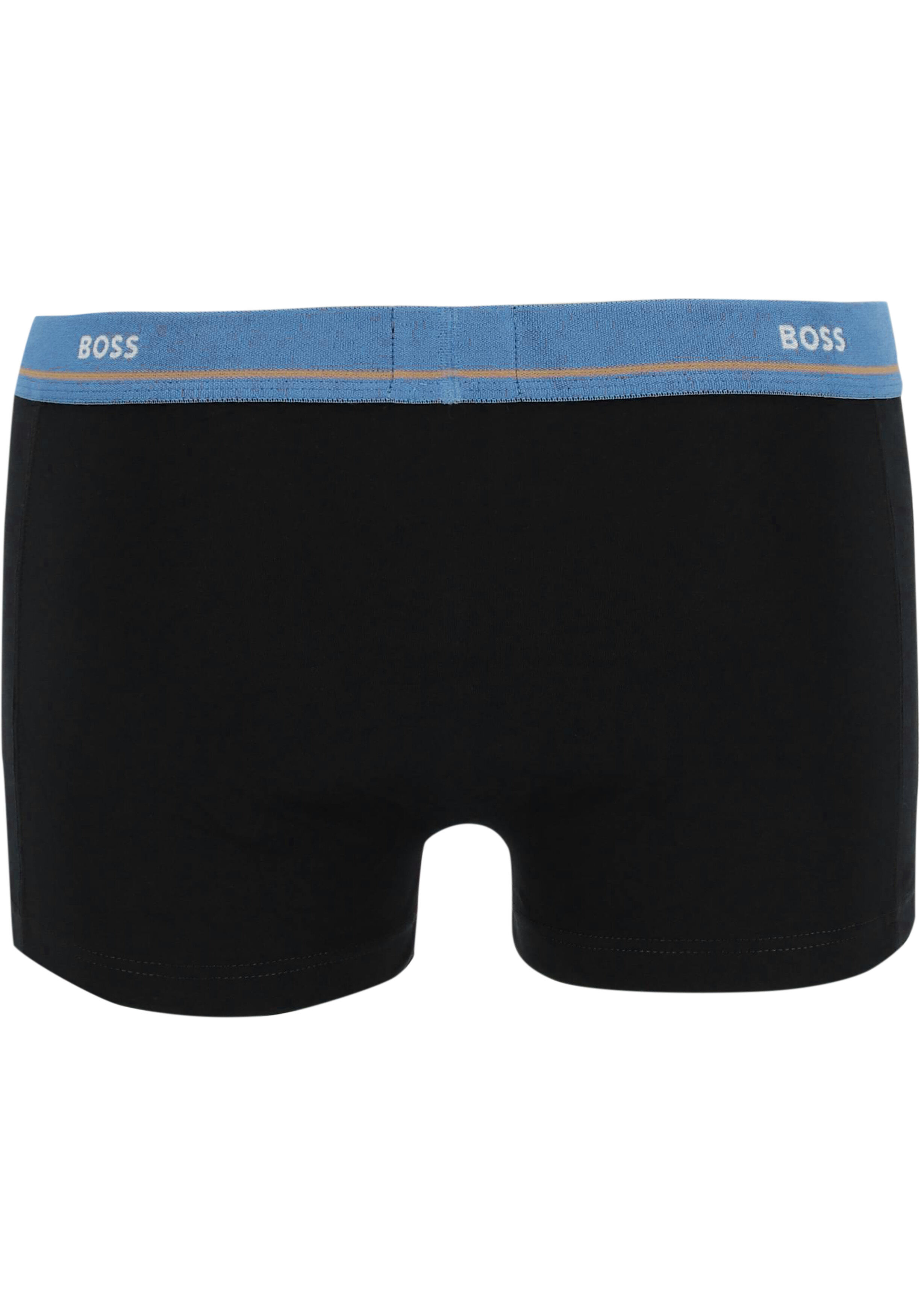 HUGO BOSS Essential trunks (5-pack), heren boxers kort, zwart met gekleurde tailleband