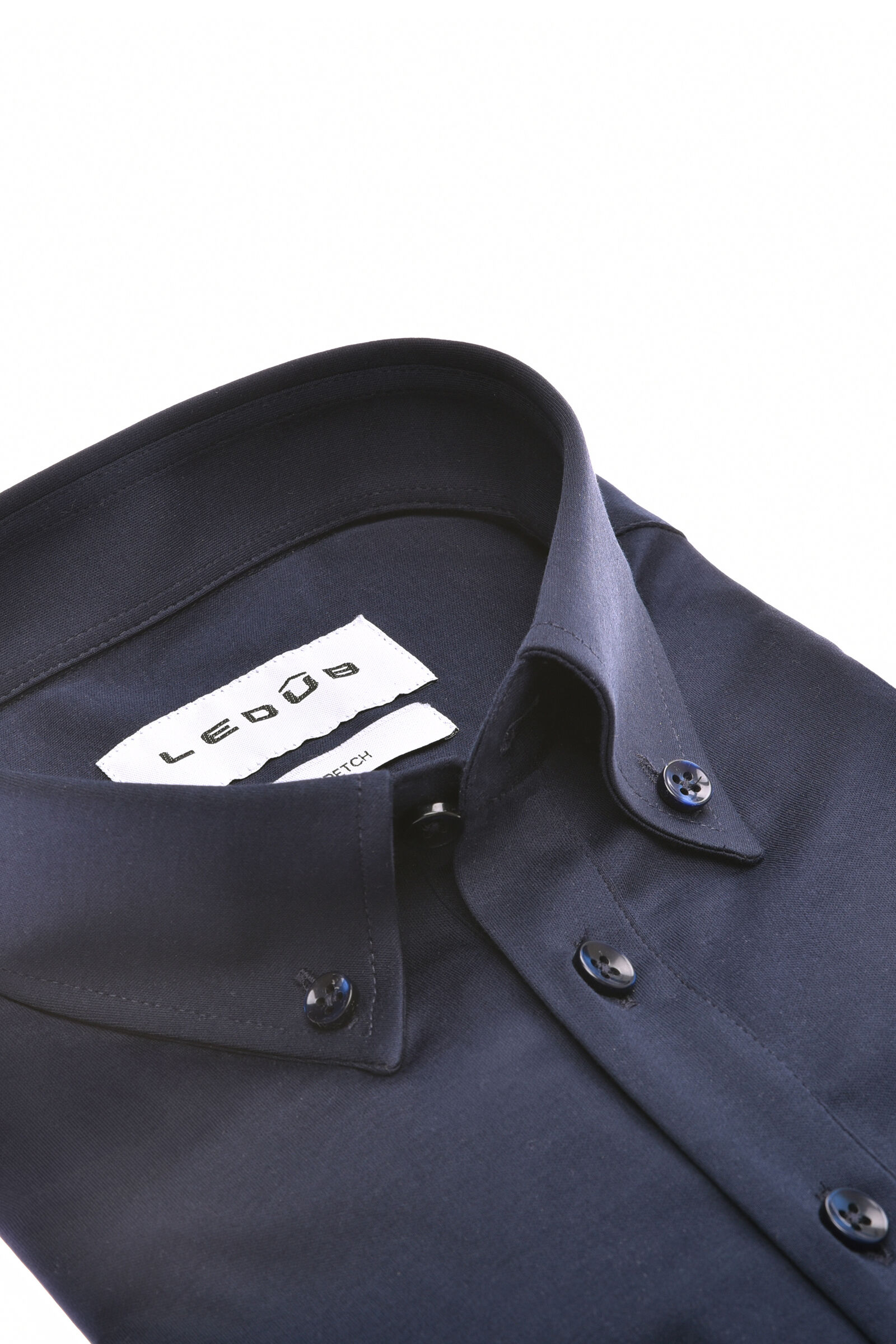 Ledub slim fit polo overhemd, tricot, jersey, donkerblauw