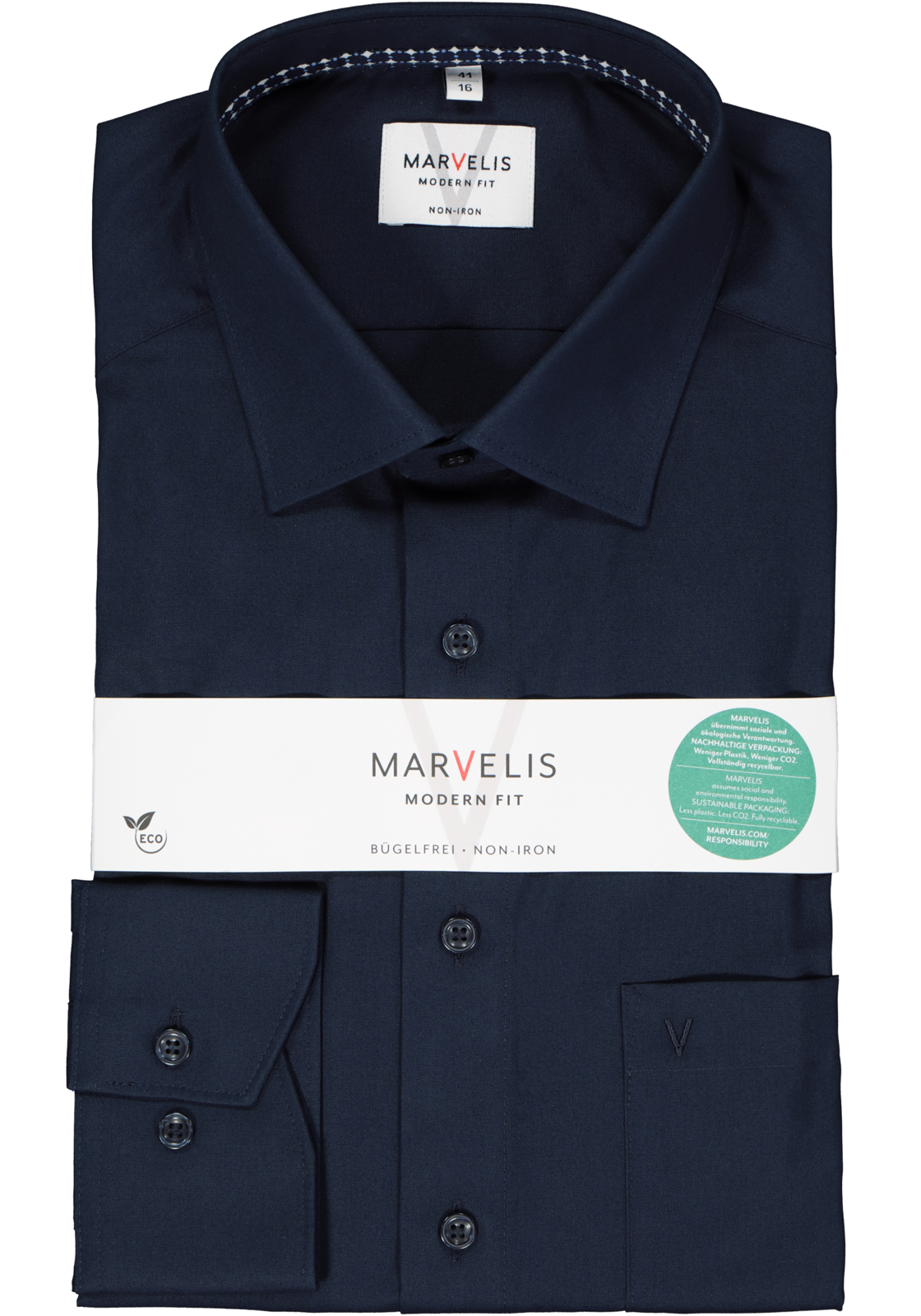 2-4062534769187_marvelis-overhemd_HR MARVELIS modern fit overhemd, popeline, donkerblauw