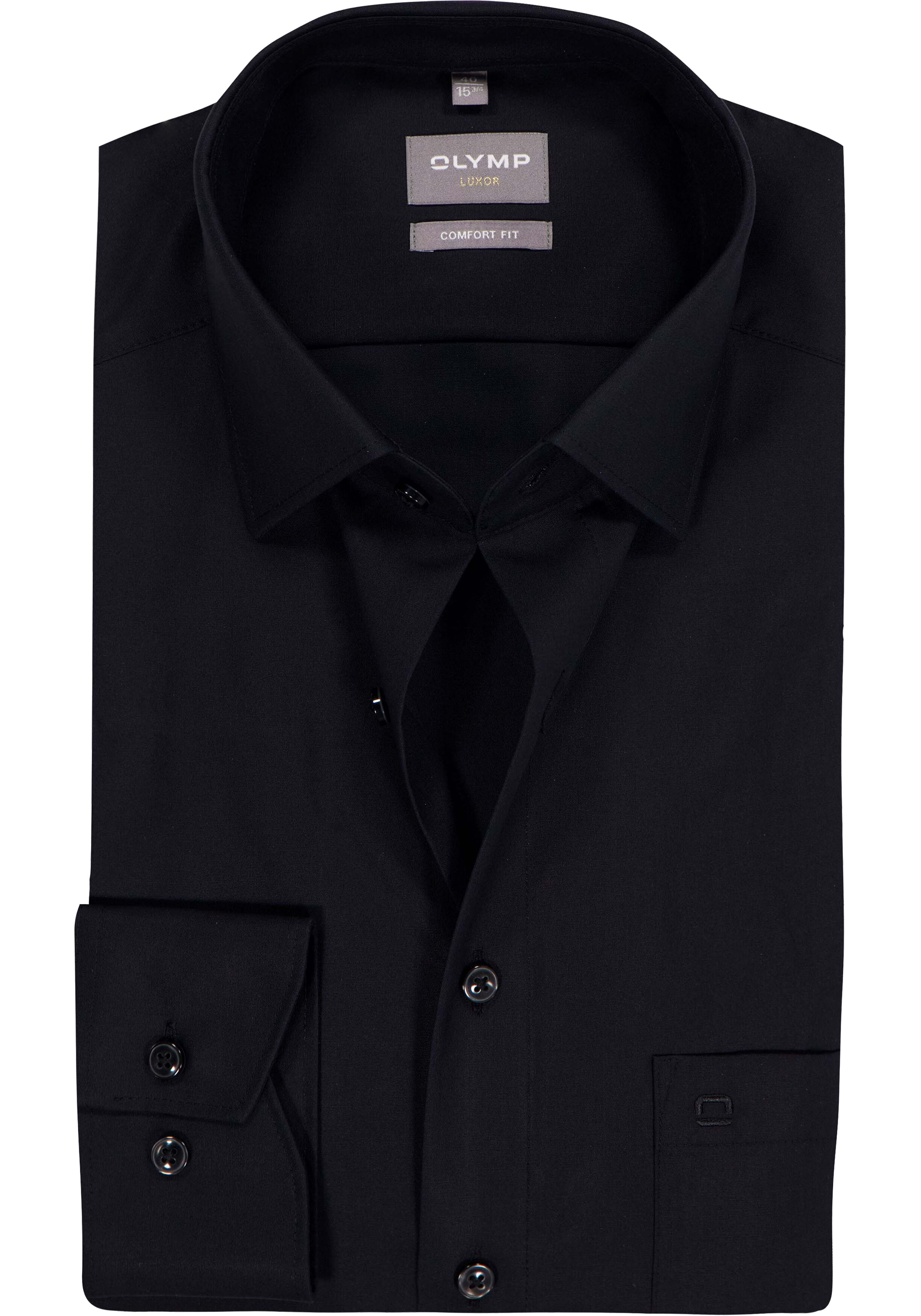 OLYMP Luxor comfort fit overhemd, zwart 